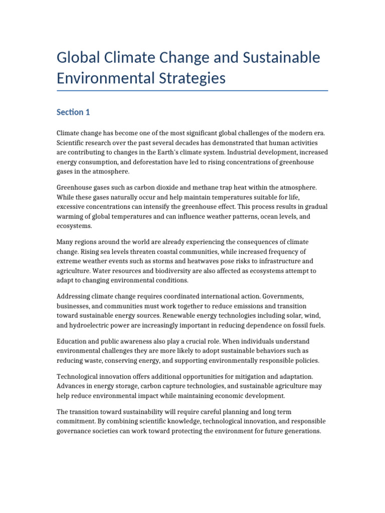 Document7 Climate Change Long | PDF | Climate Change | Climate Change ...