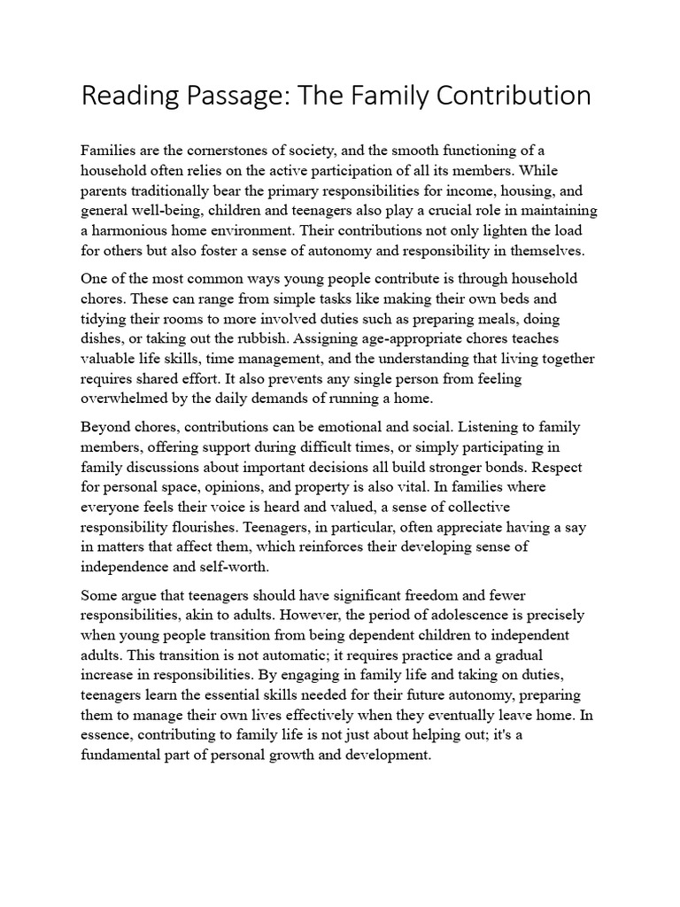 Family Contribution | PDF