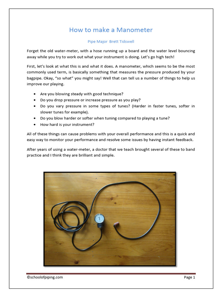 How To Make A Manometer | PDF | Pressure Measurement
