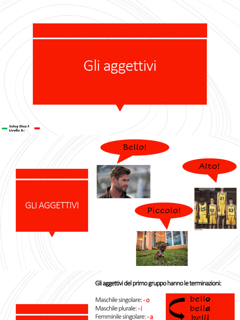 S.6. Gli Aggettivi Primo e Secondo Gruppo | PDF