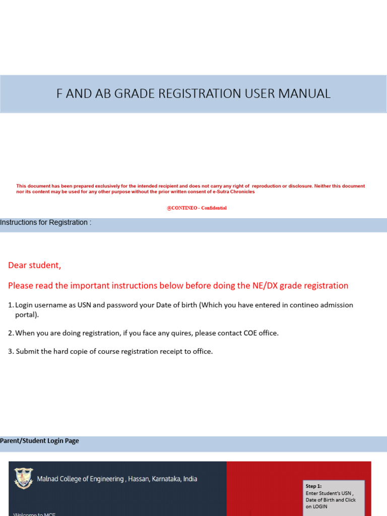 F and Ab Grade Registration User Manual | PDF