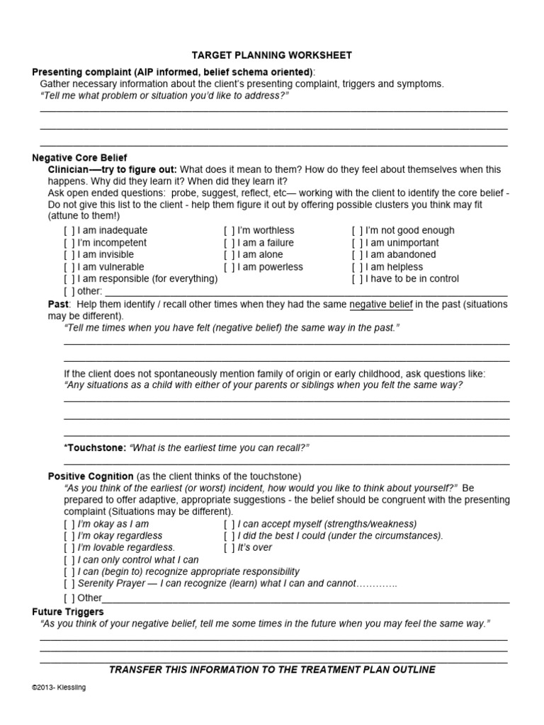 EMDR - Target Sequence Plan (Kiessling) | PDF | Psychology ...