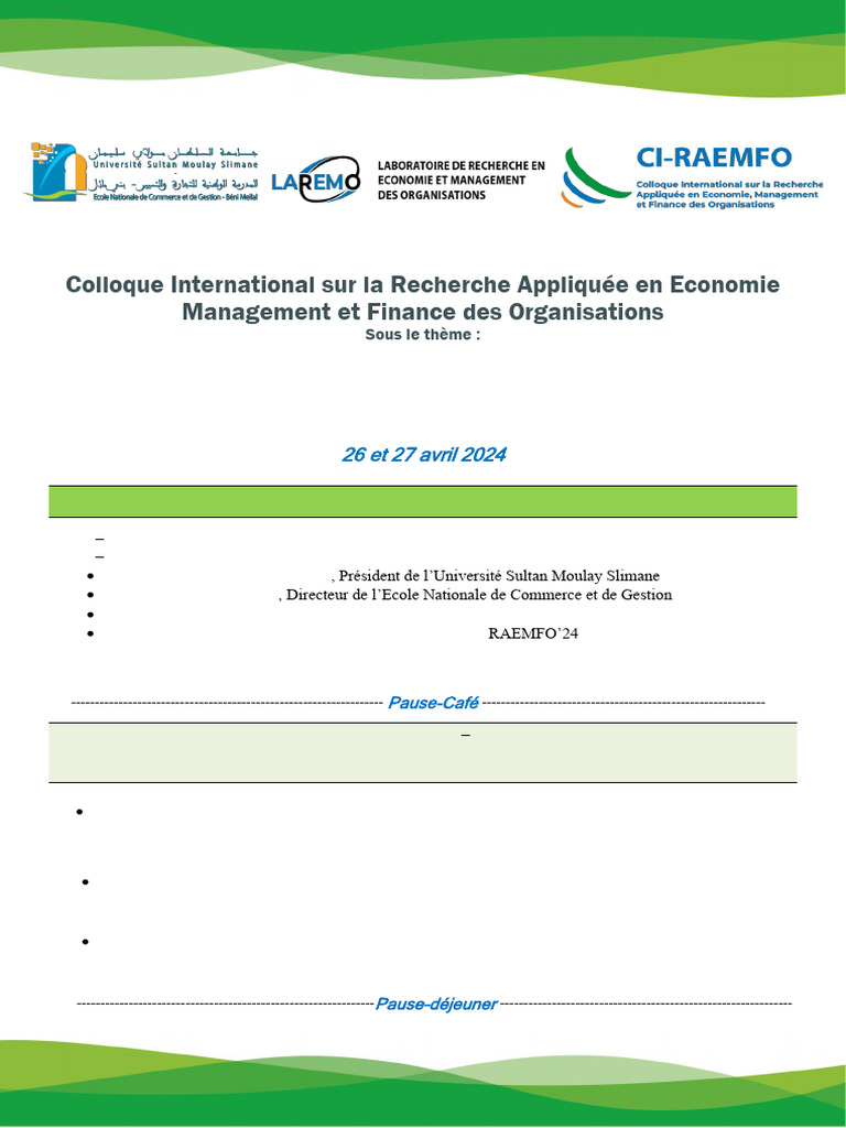 Programme VP V4 | PDF | Responsabilité sociétale des entreprises | Maroc