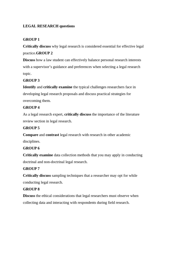 Legal Research Questions | PDF