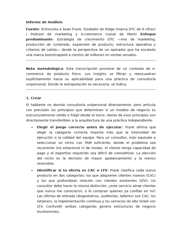 Entrevista A Sean Frank, Fundador de Ridge | PDF | Marketing | Marca