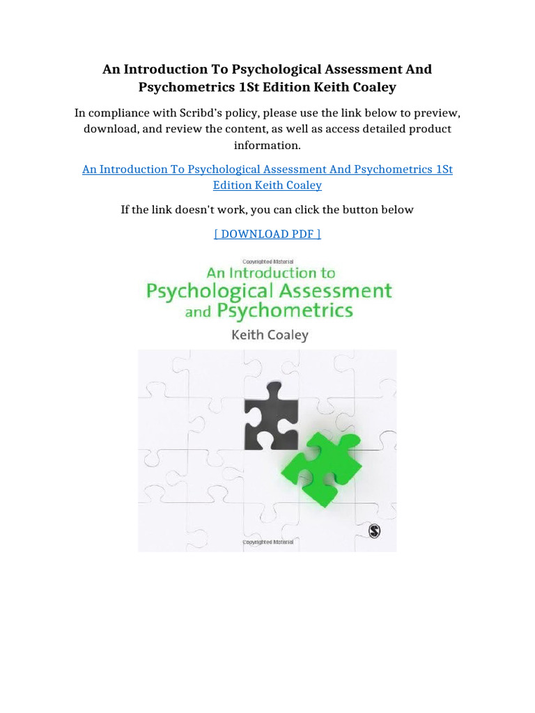An Introduction To Psychological Assessment and Psychometrics 1st ...
