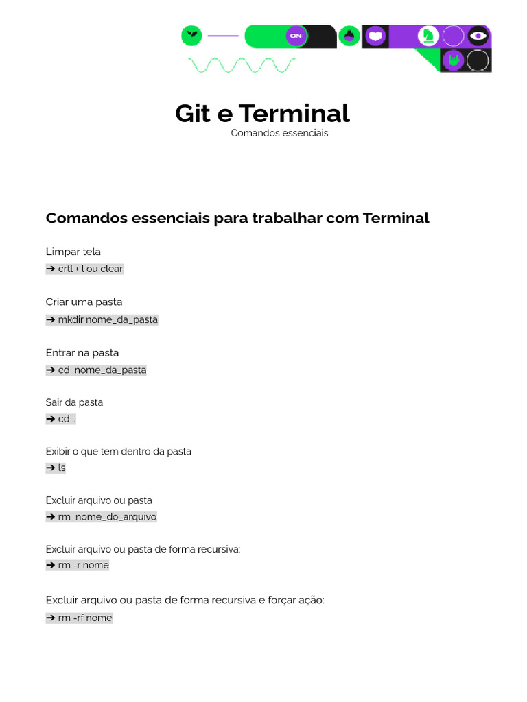 Git e Terminal - Comandos | PDF