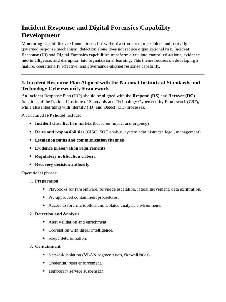 Incident Response and Digital Forensics Capability Development | PDF ...