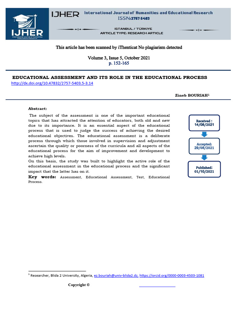 Educational Assessment and Its Role in the Educational ...