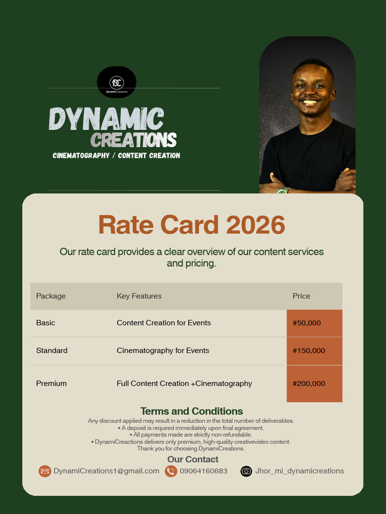 Dynamicreations 2026 Rate Card | PDF