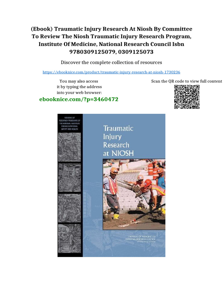 (Ebook) Traumatic Injury Research at NIOSH by Committee To Review The ...