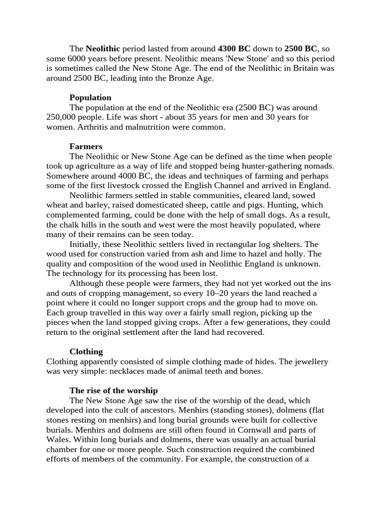 Neolithic Period | PDF