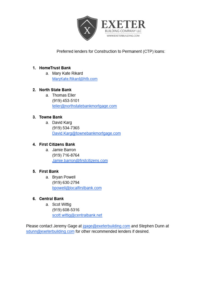 Construction To Perm Lenders | PDF