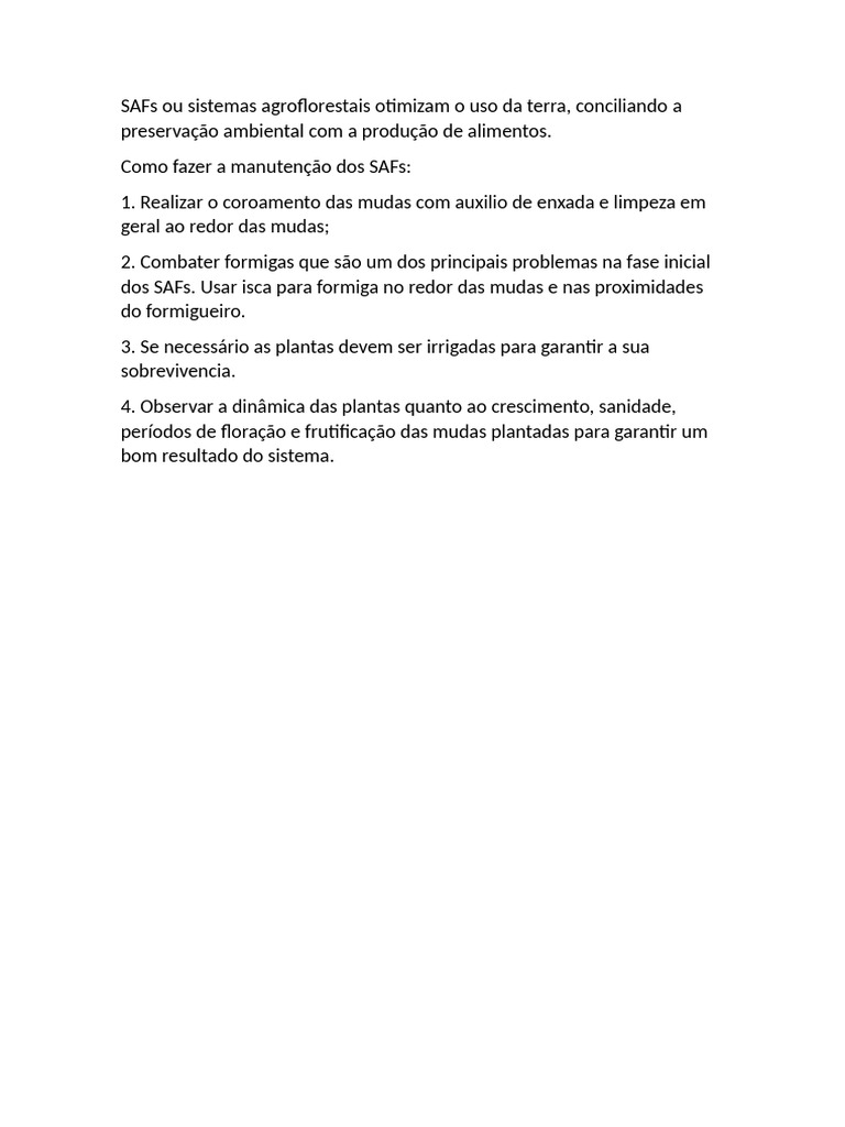 SAFs Ou Sistemas Agroflorestais Otimizam o Uso Da Terra | PDF