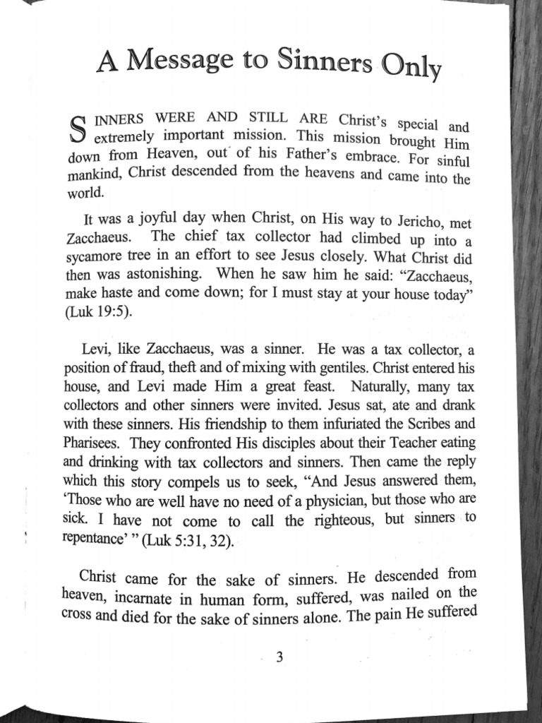A Message To Sinners Only - Father Matta El-Meskeen | PDF