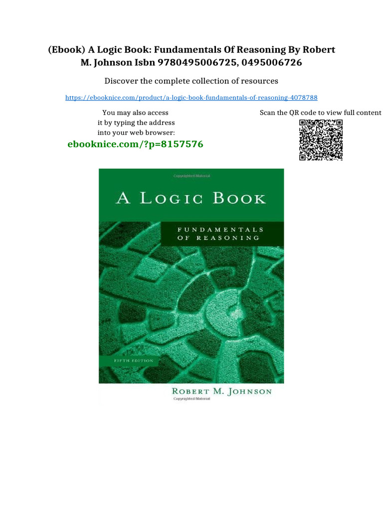 (Ebook) A Logic Book: Fundamentals of Reasoning by Robert M. Johnson ...