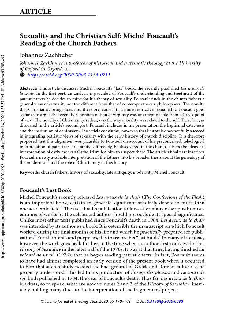Sexuality and The Christian Self Michel | PDF | Michel Foucault