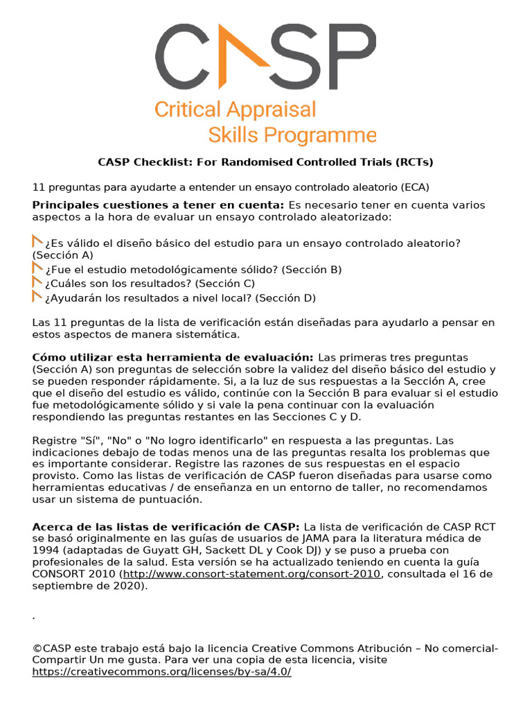 Casp RCT Español | PDF | Ensayo controlado aleatorizado