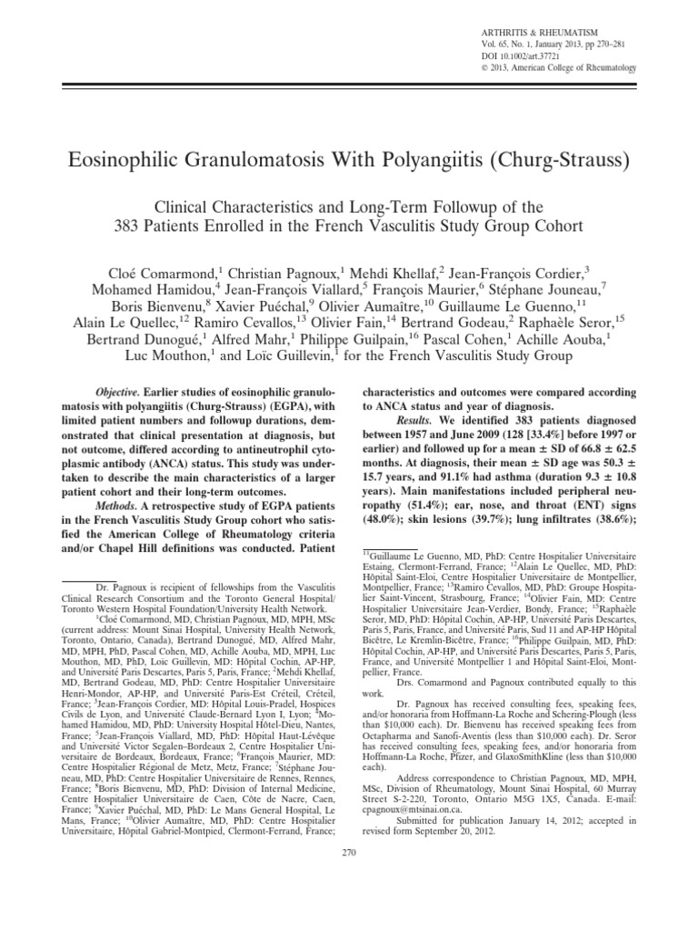 Eosinophilic Granulomatosis With Polyangiitis ( | PDF | Diseases And ...
