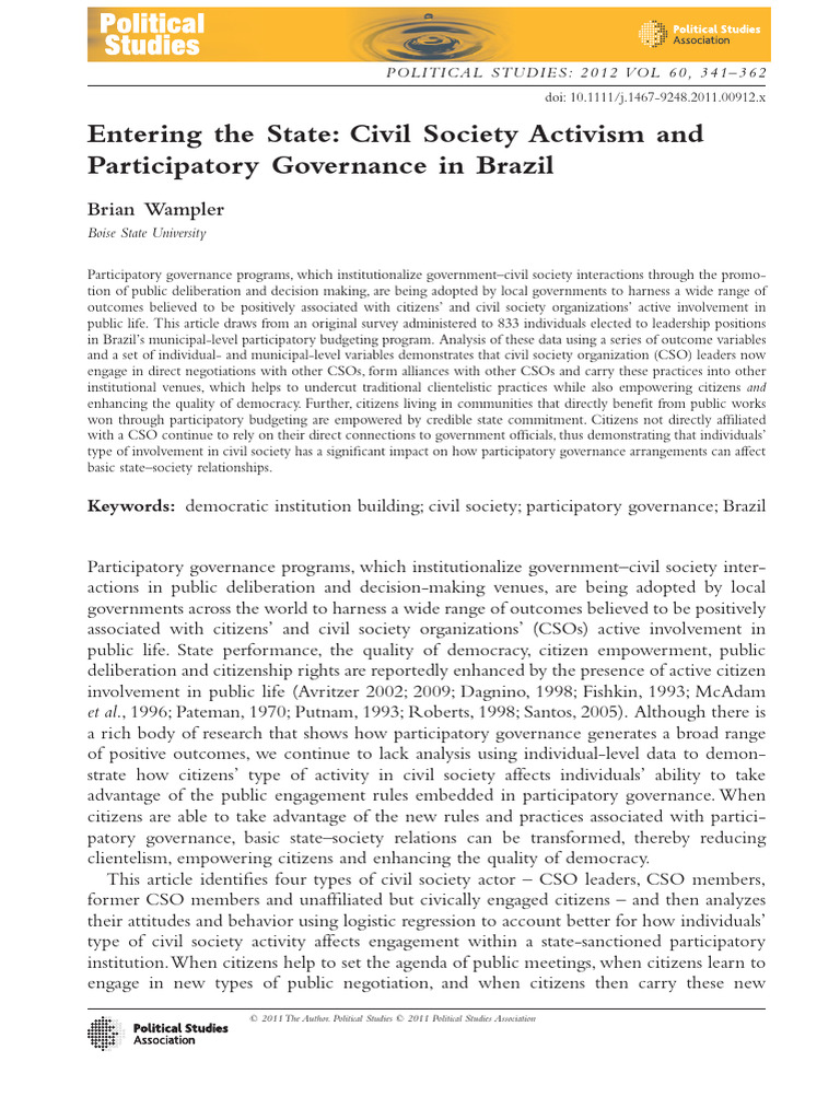 Entering The State Civil Society Activism and Participatory 1o8zi0m59k ...