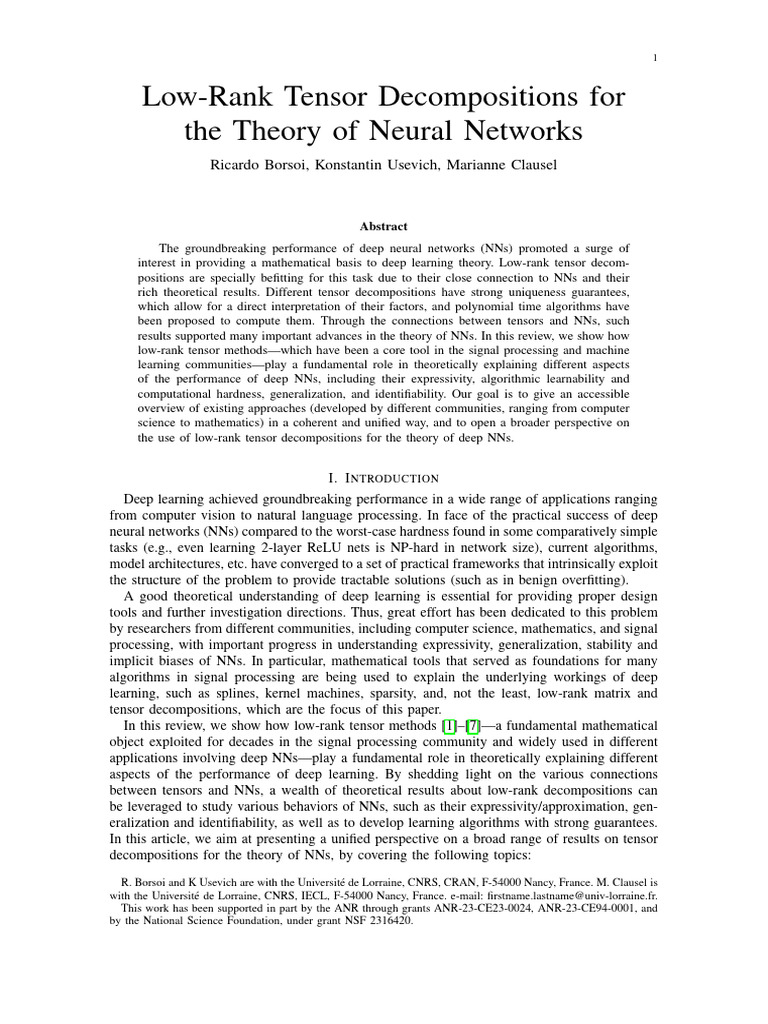 Low-Rank Tensor Decompositions For Theory Neural Network | PDF | Tensor ...