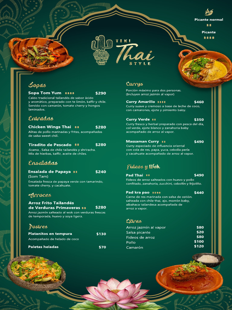Tiki Thai Style Menu | PDF