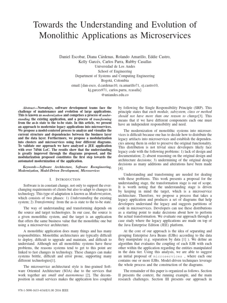 Towards The Understanding and Evolution of Monolithic Application As ...