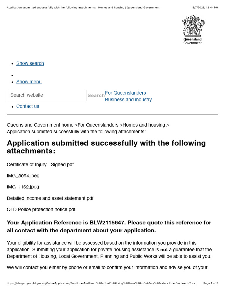 Application Submitted Successfully With The Following Attachments ...