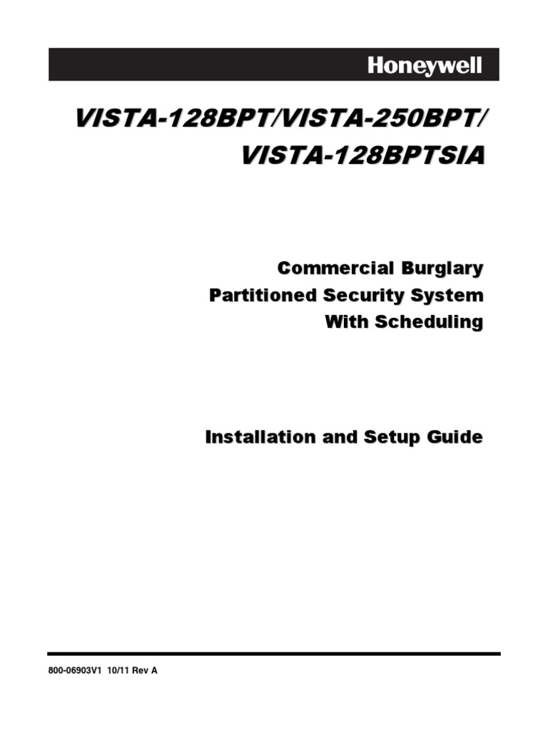 Honeywell Vista 128bpt Honeywell Vista 250bpt Install Guide Security