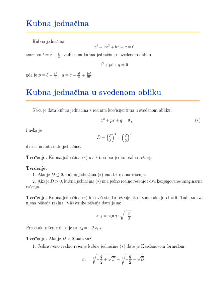 Cubic Equation, Cardano's Formula | PDF