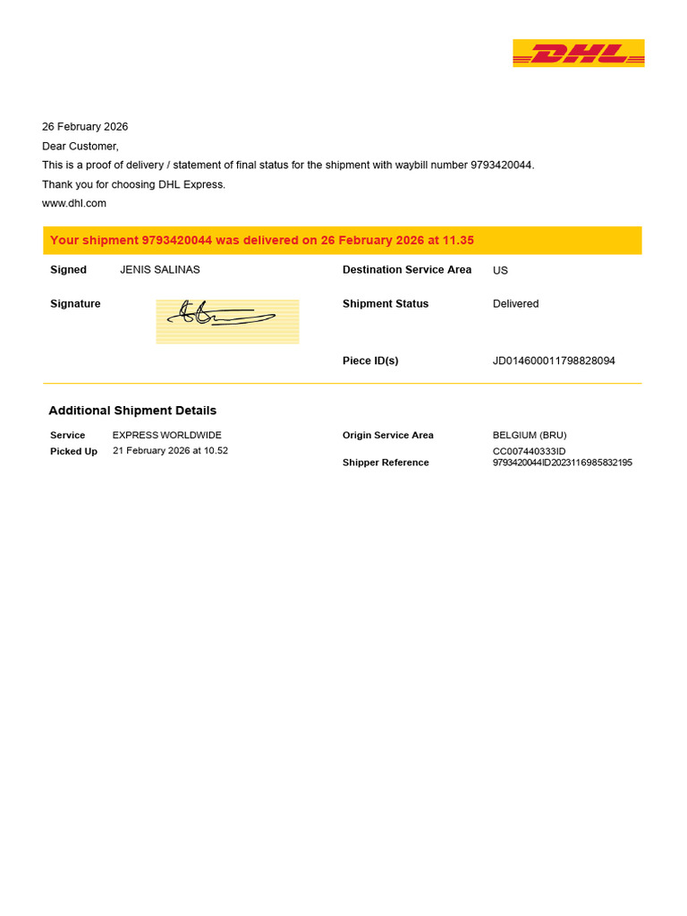 Dhl Delivery 02-26 | PDF