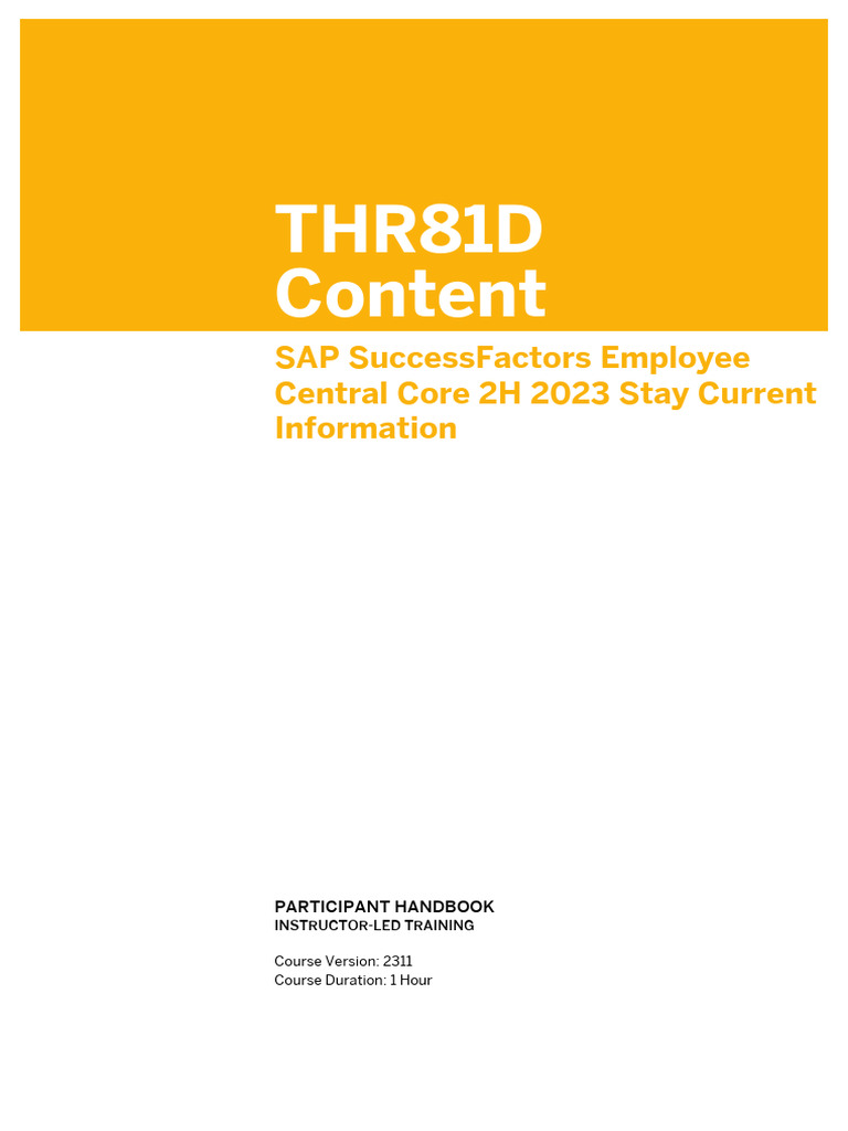SAP SuccessFactors Employee Central Core 2H 2023 Stay Current ...