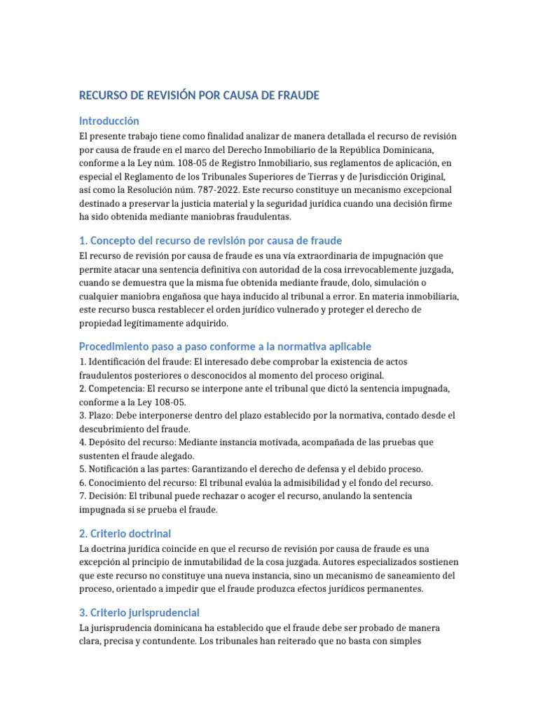 Recurso de Revision Por Causa de Fraude | PDF | Sentencia (ley) | Caso ...
