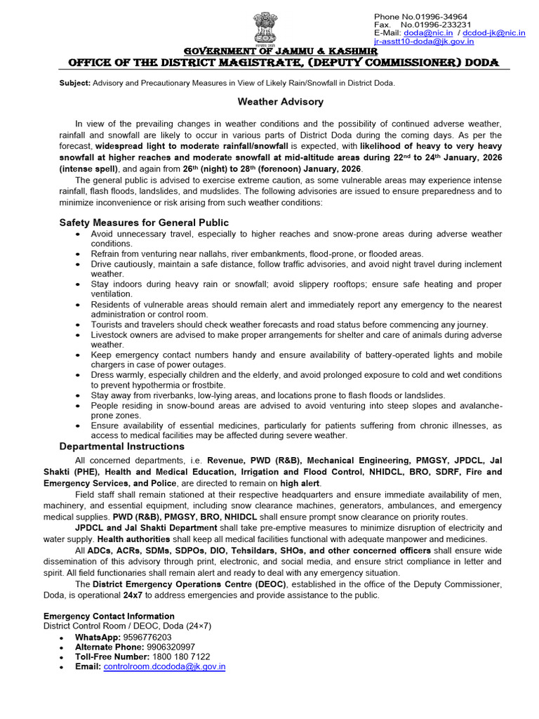 Weather Advisory For General Public | PDF | Flood | Rain
