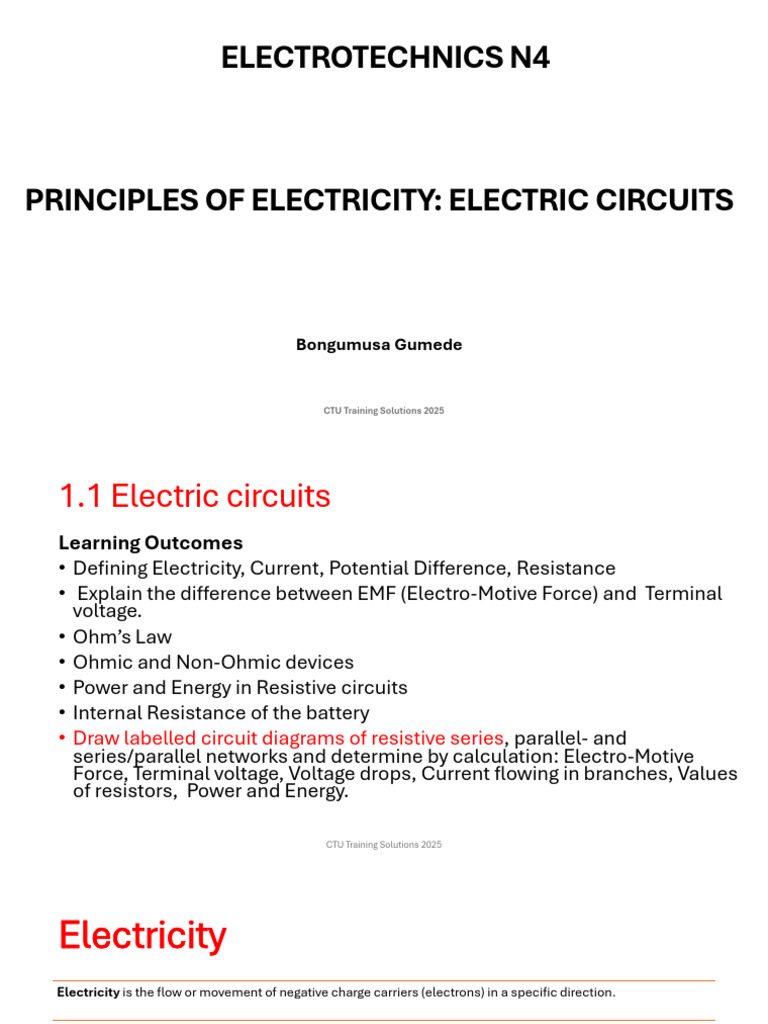 Principles of Electricity - Electric Circuits and Caclucations | PDF ...