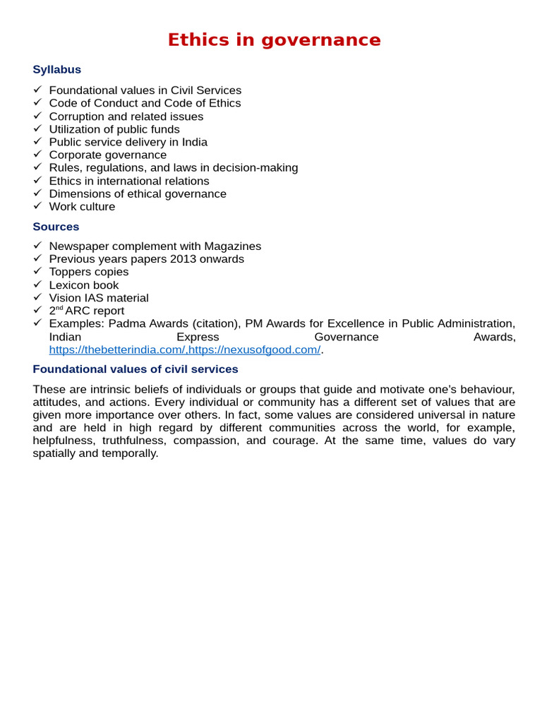 Ethics in Governance | PDF