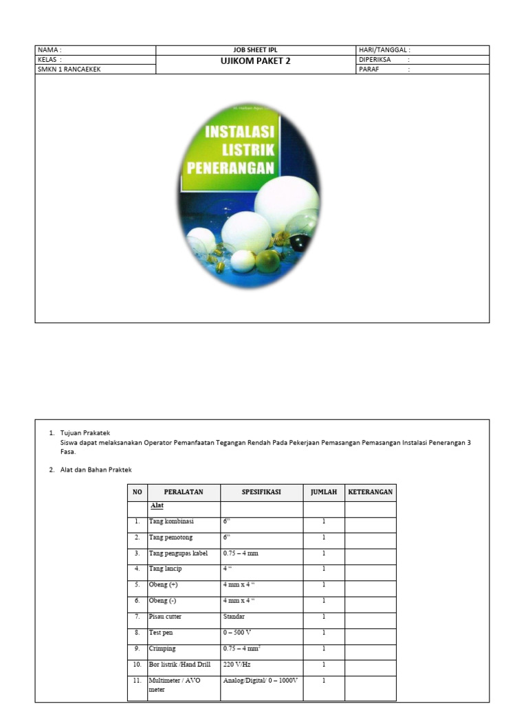Job Sheet Ipl Kelas Xii - Ok | PDF