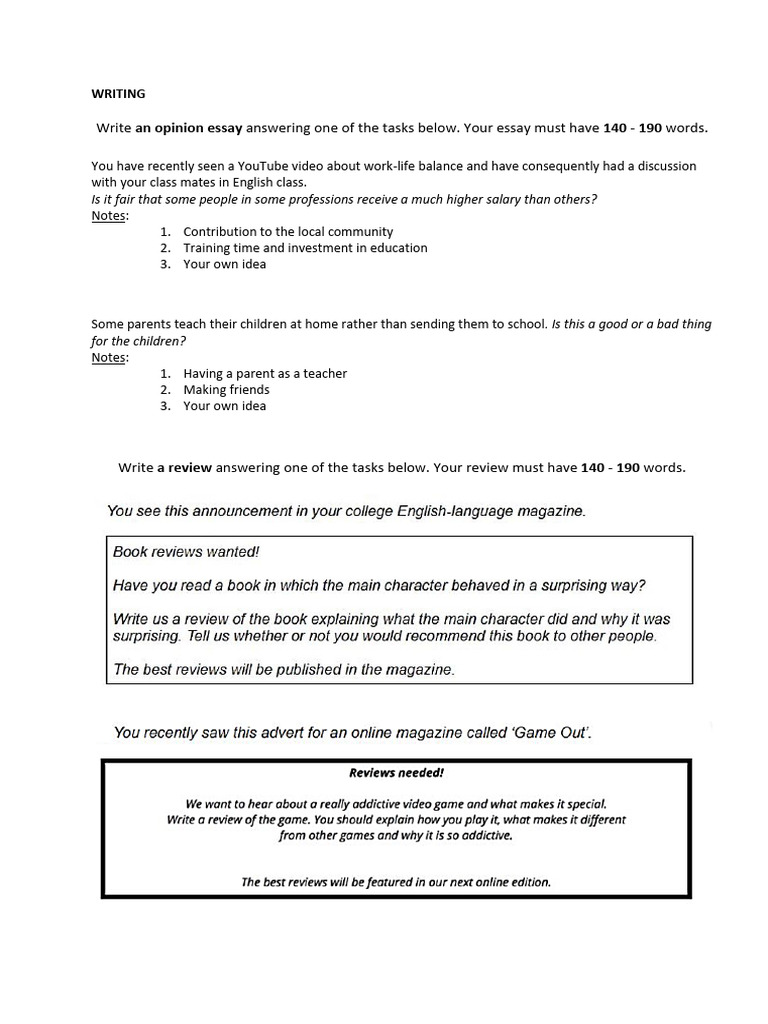 Writing Tasks | PDF