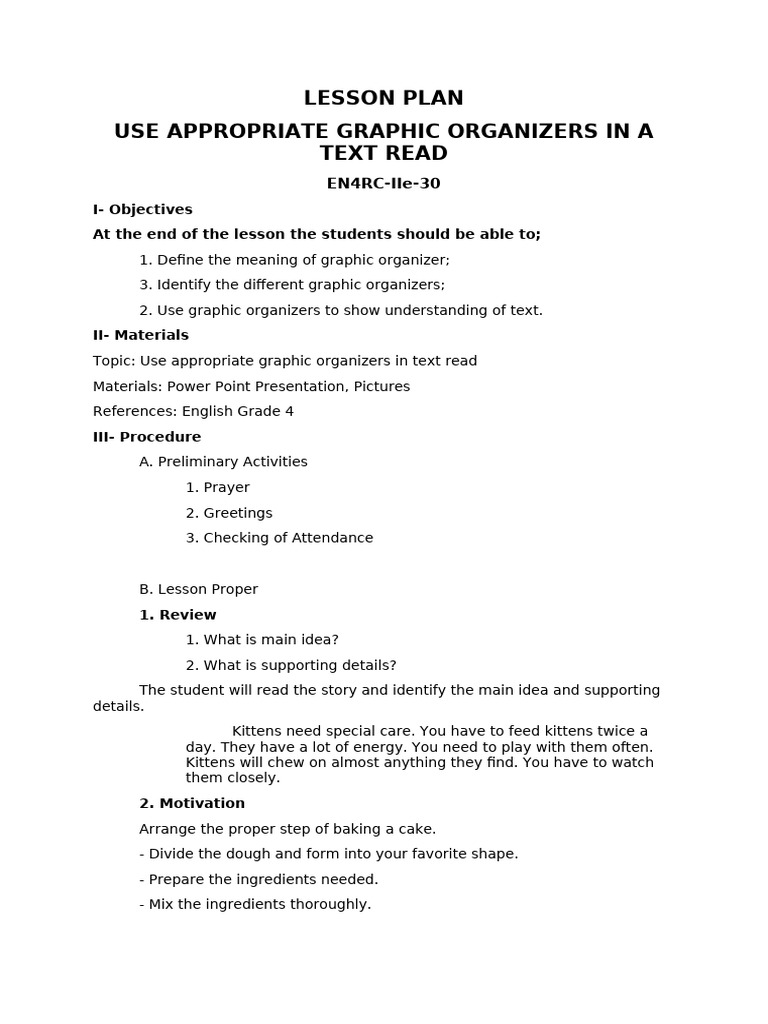 Lesson Plan English Grade 4 | PDF