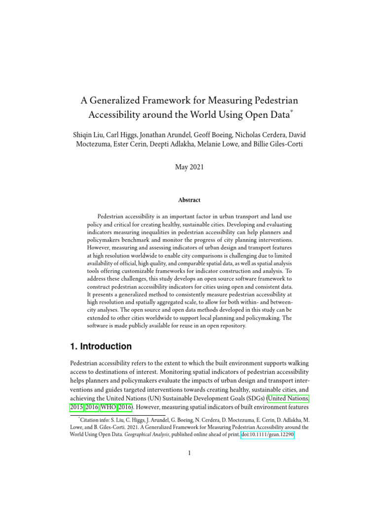 A Generalized Framework For Measuring Pedestrian | PDF | City ...