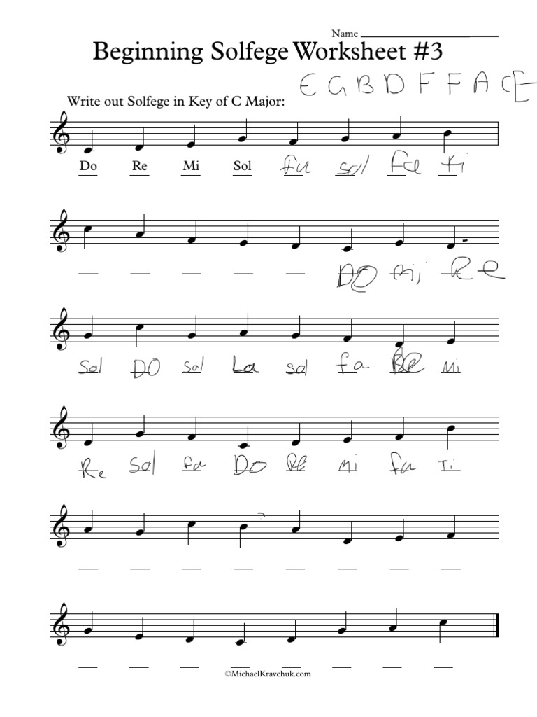 Solfege Worksheet 3 Full Score | PDF