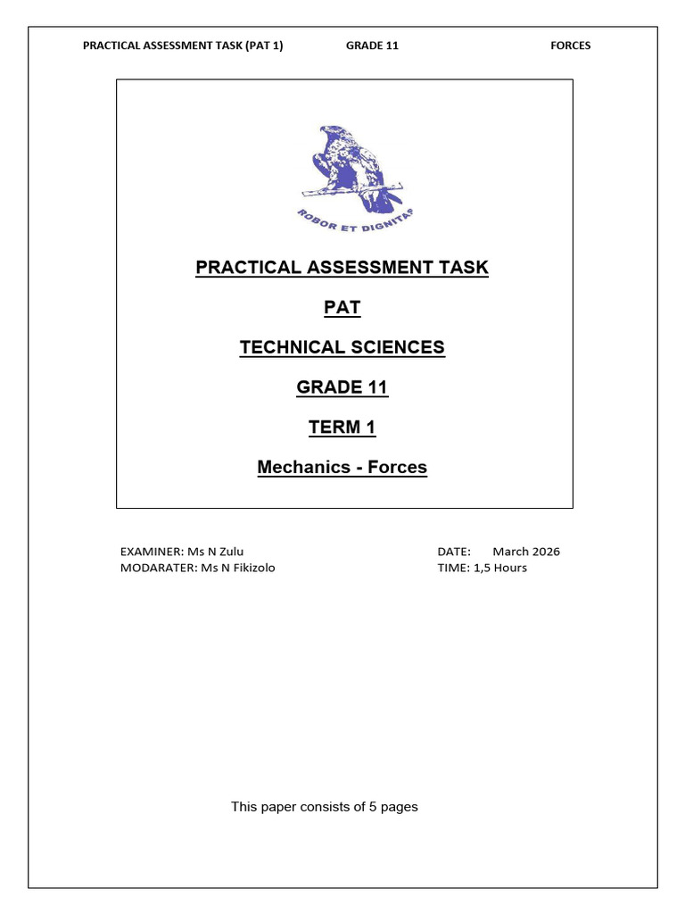Grade 11 PAT 1 2026 Forces | PDF | Friction | Force
