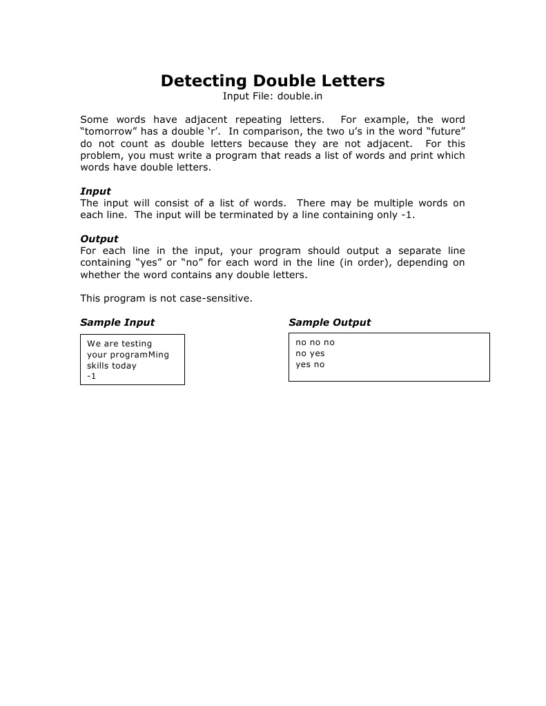 Detecting Double Letters in Words | PDF