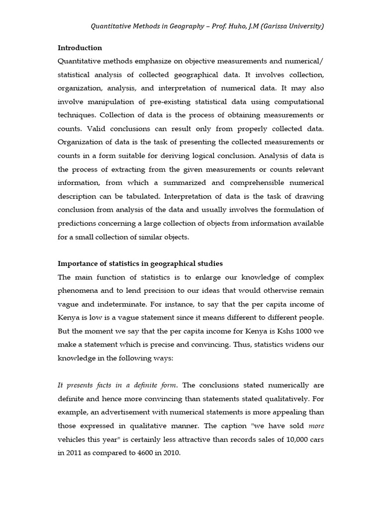 GEO 321 - Quantitative Methods - Lecture Series - GaU - 2026 | PDF ...