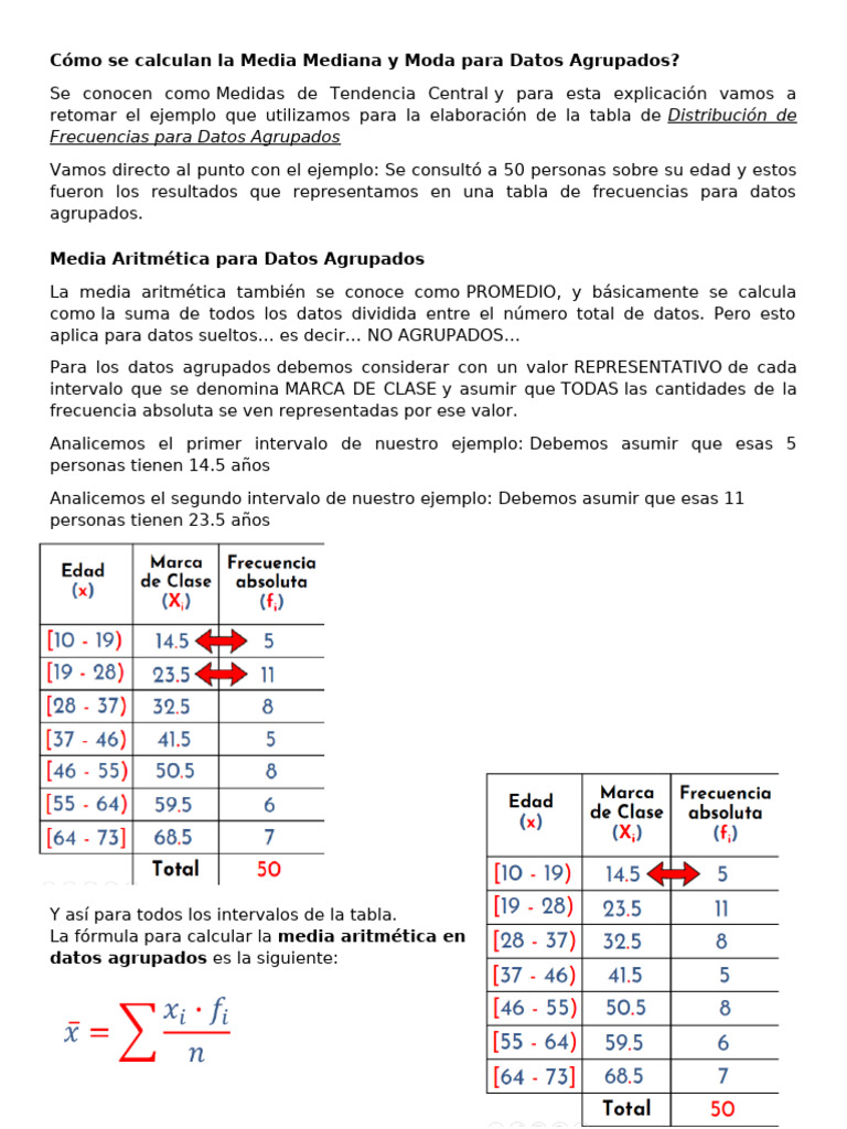 La moda, media, mediana | PDF | Mediana | Modo (Estadísticas)