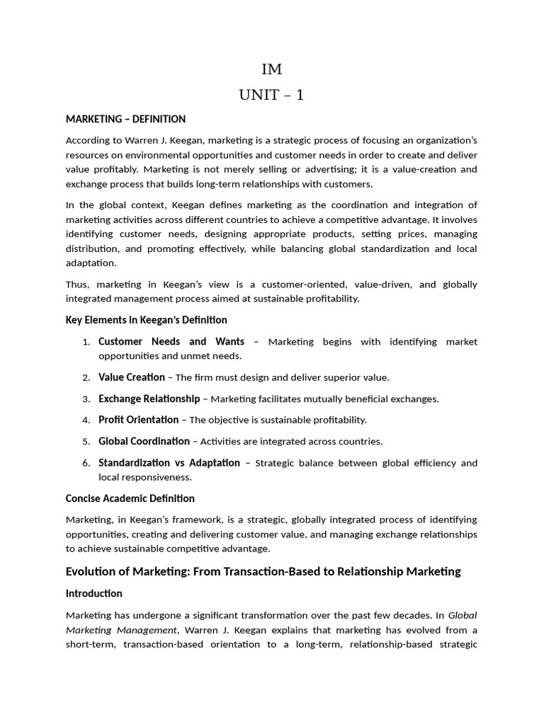 Im Unit 1 | PDF | Marketing | Market Segmentation