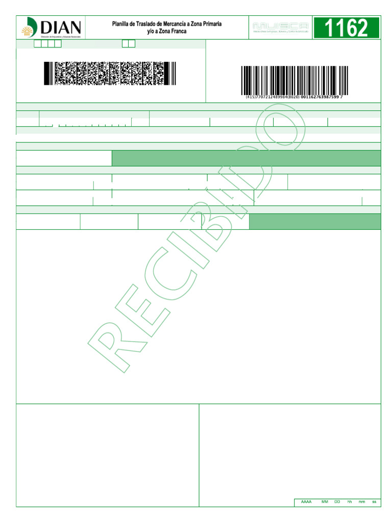 424596038 Formulario 1162 Planilla de Traslado en Blanco | PDF