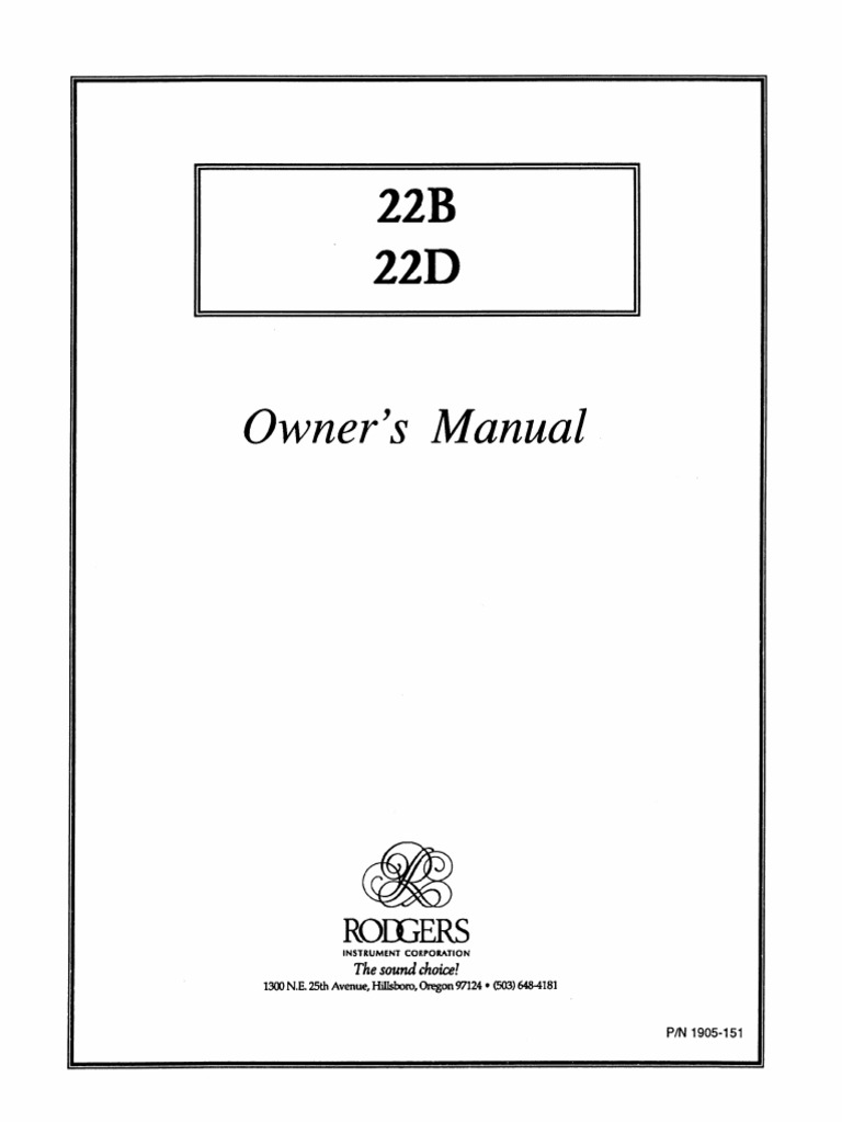 OrganManual Rodgers Model 22b 22d Eng | PDF