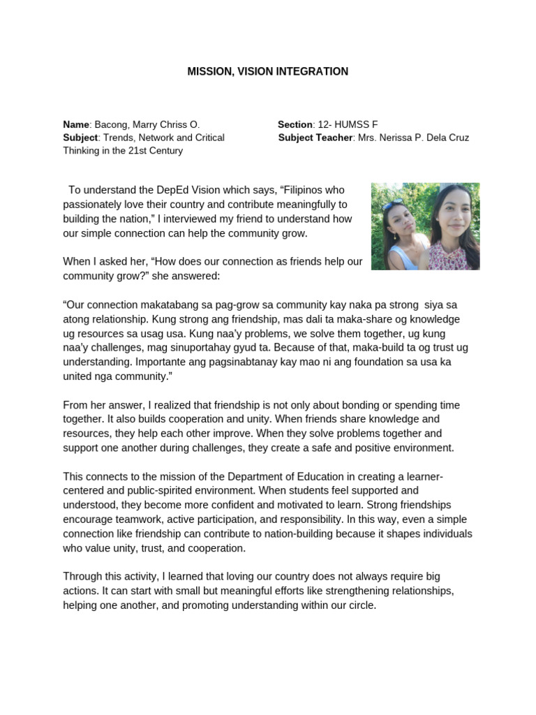 Mission, Vision Integration | PDF
