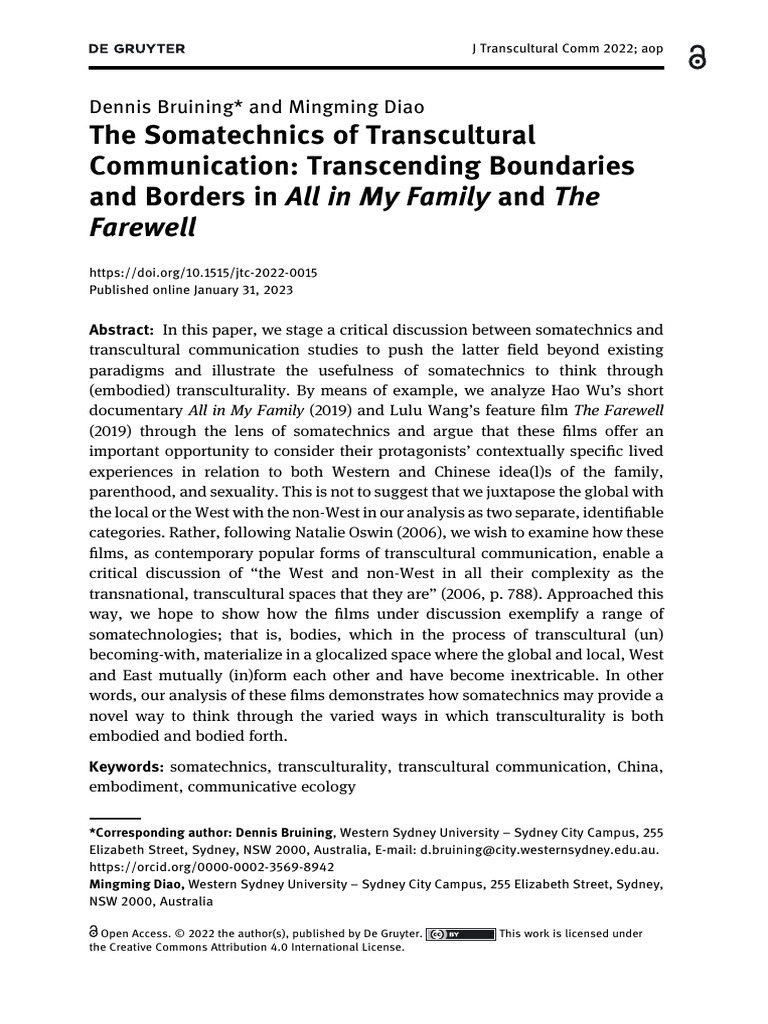 Bruining and Diao - 2023 - The Somatechnics of Transcultural ...